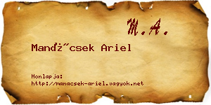 Manácsek Ariel névjegykártya
